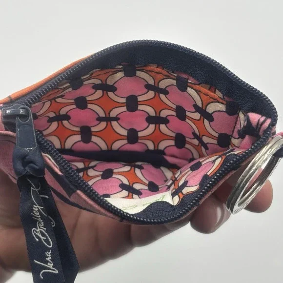 Vera Bradley Zip Coin Purse ID Holder Credit Card Case Pink Flowers Wallet‎ - Picture 11 of 12